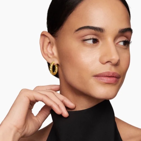 David Yurman Jewelry - David Yurman sculpted cable hoop earrings
